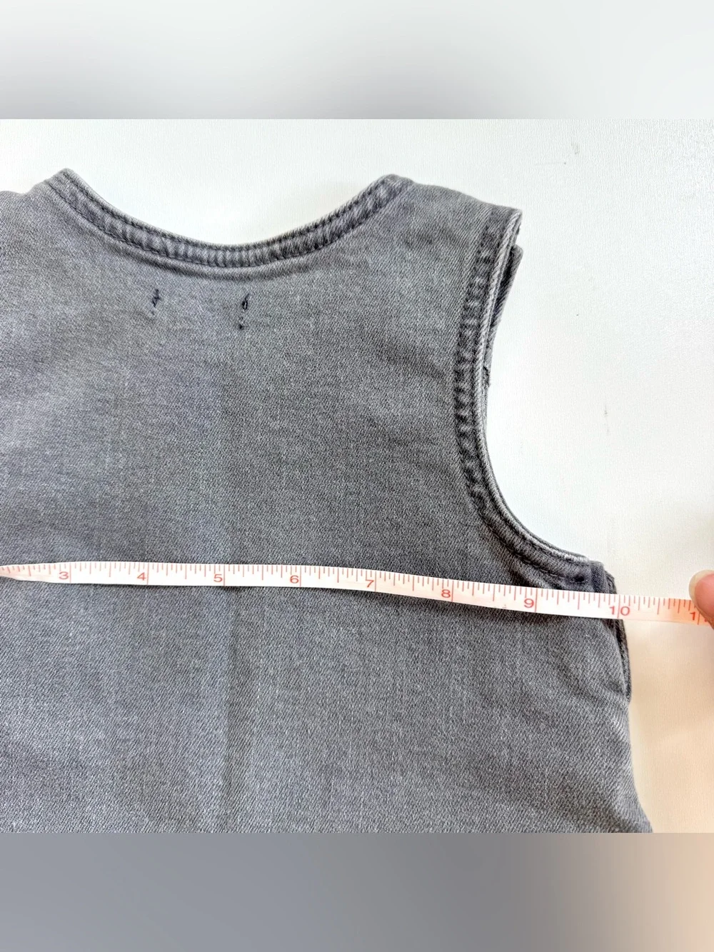 Gap Baby Gray Denim Overall Dress Girls Size 18-24 Month Ruffle